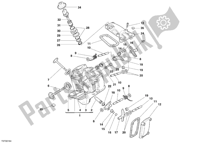 Alle onderdelen voor de Horizontale Cilinderkop van de Ducati Monster S2R 800 USA 2006